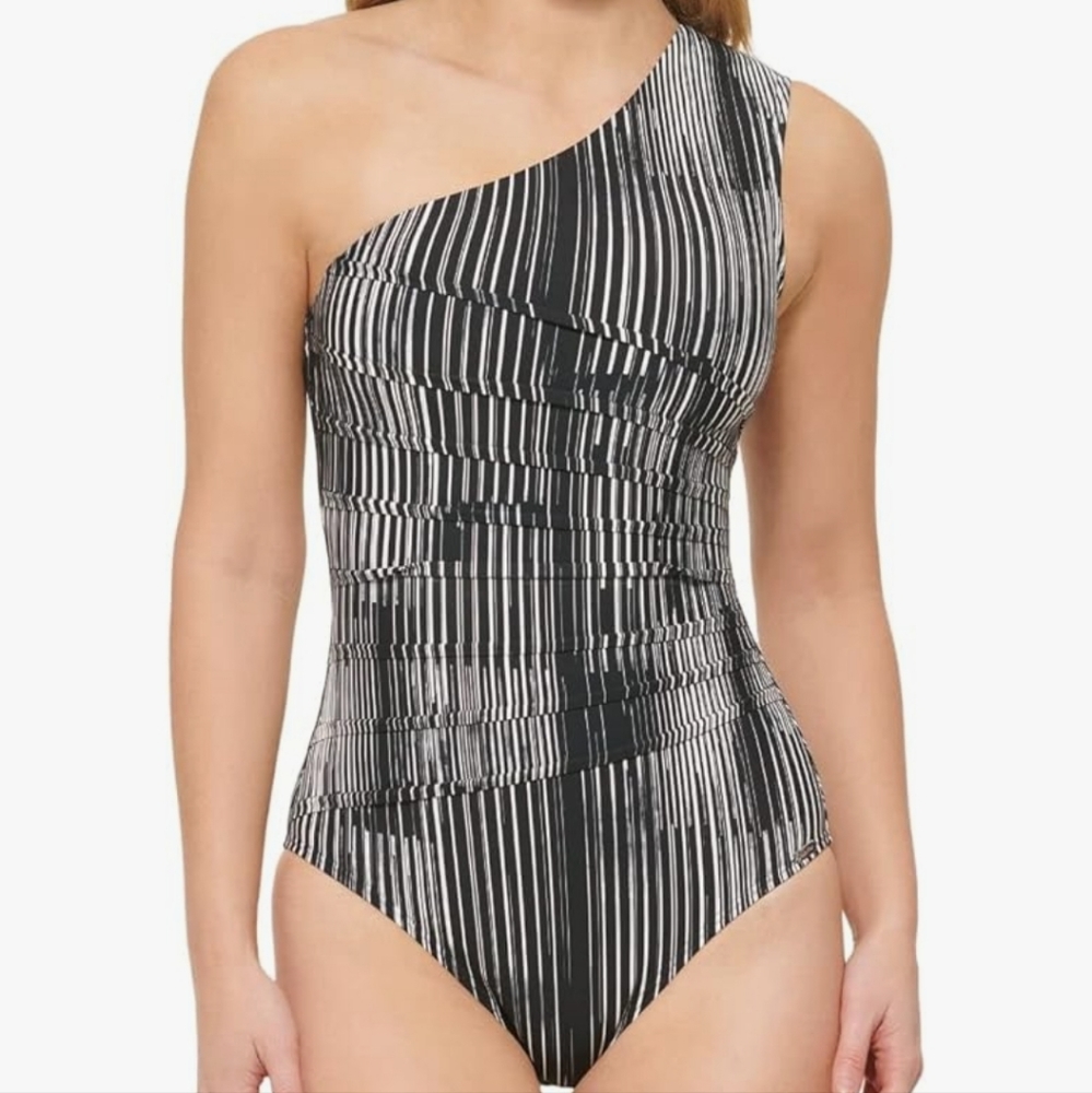 Calvin Klein One Shoulder Pleated Swimsuit 6